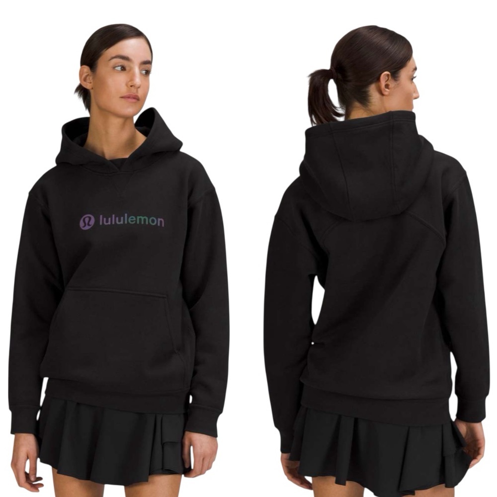 LULULEMON All Yours Black Iridescent Rainbow Spellout Logo Hoodie Sweatshirt 4